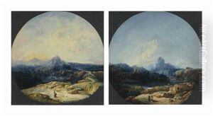 Paysage Avec Des Pecheurs; Et Paysage Avec Une Bergere by Eugenio Lucas Velazquez