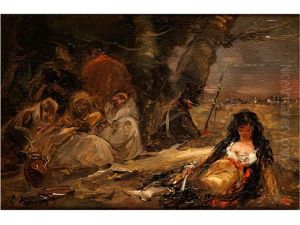 Szene Aus Den Spanischen Kriegen Der Napoleonzeit Mit Maja Im Vordergrund by Eugenio Lucas Velazquez
