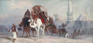 The Desert Caravan, Egypt by Joseph-Austin Benwell