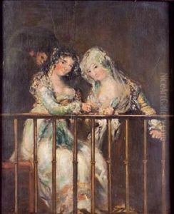 Majas En El Balcon by Eugenio Lucas Velazquez