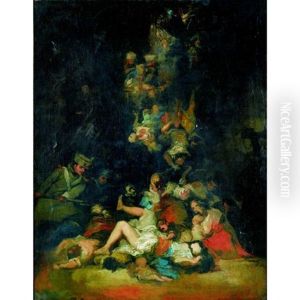 Scene De Pillage by Eugenio Lucas Velazquez