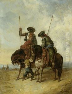 Zwei Picadore Zu Pferd by Eugenio Lucas Velazquez