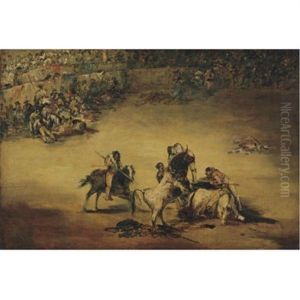 A Bullfight by Eugenio Lucas Velazquez