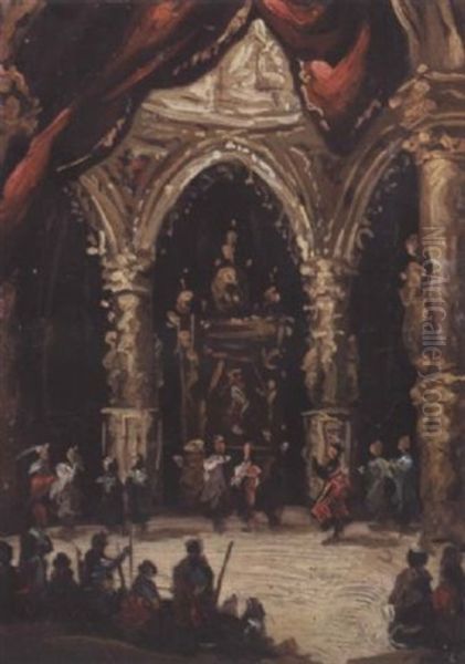 A Church Interior With Figures In A Procession - view 1