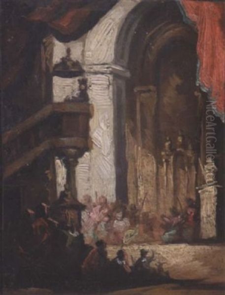 A Church Interior With A Figure Preaching - view 1