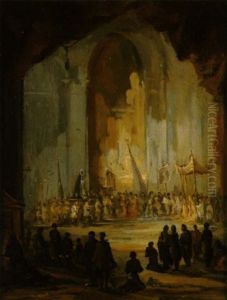 Prozession In Einer Kirche by Eugenio Lucas Velazquez