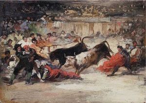 A Bullfight by Eugenio Lucas Velazquez