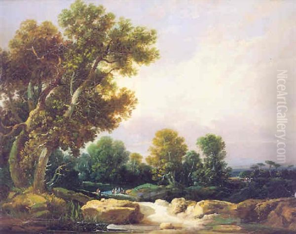 Paisaje Con Figuras Junto A Un Rio - view 1