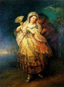 Maja Acechada Por Un Majo by Eugenio Lucas Velazquez