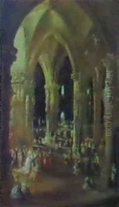Procesion En La Catedral by Eugenio Lucas Velazquez