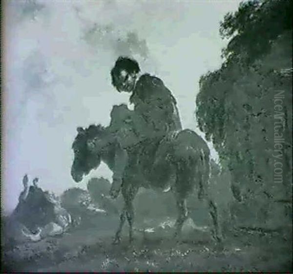 Boy On Mule - view 1