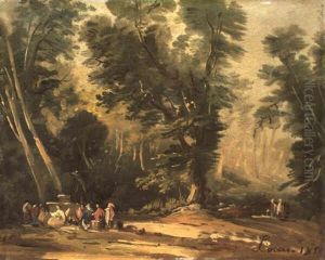 Figuras En Un Paisaje by Eugenio Lucas Velazquez