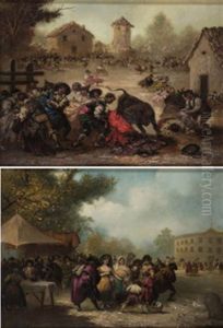 Encierro + Majas; Pair) by Eugenio Lucas Villamil