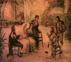 Tertulia En El Patio by Eugenio Lucas Villamil