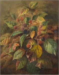 Blackberries And A Silver Y Moth