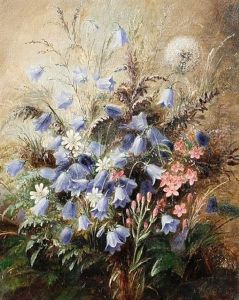 Harebells And Centaury (+ Erica Tetralix With A Butterfly; Pair)