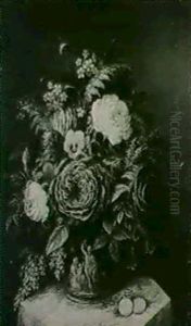 Still Life With Roses, Pansies And Gold Coins; (and A Companion: Still Life With Roses And Jewellery) by Albert Durer Lucas