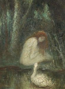 Allegorical View With Bather (+ Another Similar; 2 Works) by Albert Pike Lucas