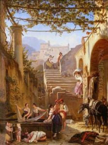 Wascherinnen Am Brunnen by August Lucas