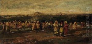 Personnages Dans Un Pre
