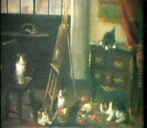 Katzen Im Atelier by Friedrich Wilhelm Lucas
