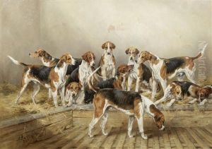 A Group Of The Percy Hounds, Northumberland by Henry Frederick Lucas-Lucas