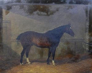 Portrait Of The Racehorse Dobbin In A Stable by Henry Frederick Lucas-Lucas