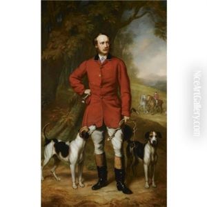 Portrait Of A Huntsman And His Hounds In A Landscape