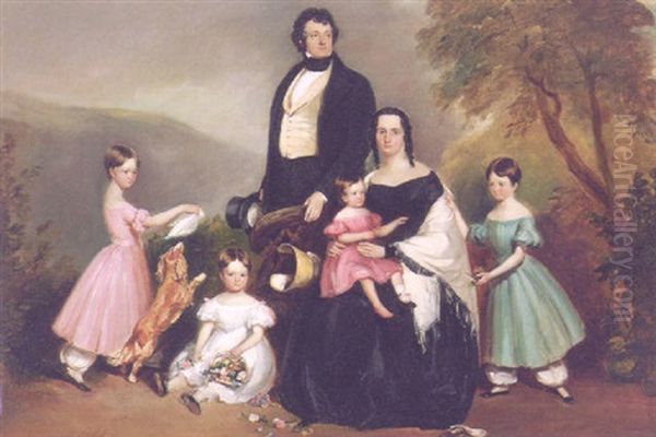 A Family Group Portrait In A Garden - view 1