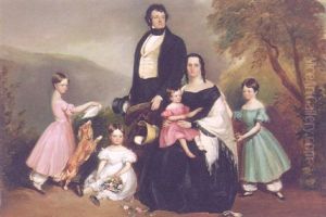 A Family Group Portrait In A Garden by John Lindsay Lucas