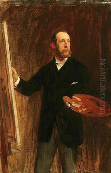 Self-portrait Of The Artist, Standing At An Easel - view 1