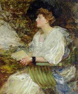 Portrait Of A Lady, Seated, In A White Dress, A Garden Beyond Portrait Of A Lady, Seated, In A White Dress, A Garden Beyond