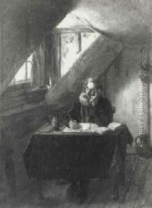 Gentleman Working In An Interior by John Templeton Lucas