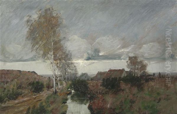 Herbstabend Vor Einem Dorf Am Altwasser - view 1
