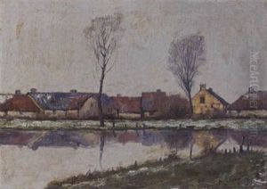 Farmhouses Near The Waterside by Wilhelm (Willy) Lucas