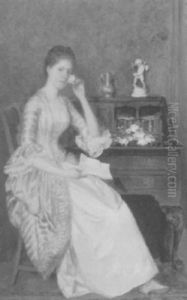 Lady With Flowers by Percival de Luce