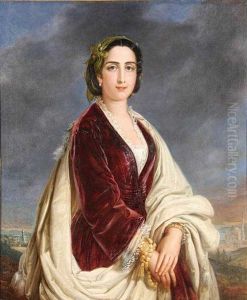 Portrait Of A Beautiful Young Woman -(purportedly Sig. Gigli Ferdinando According To Name Plaque) by Pietro Luchine