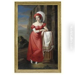 Portrait Of A Lady In A Red Dress by Pietro Luchine
