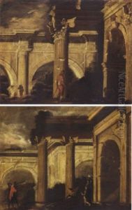A Capriccio Of Roman Ruins With A Herder And Other Figures A Capriccio Of Roman Ruins With A Herder And Other Figures