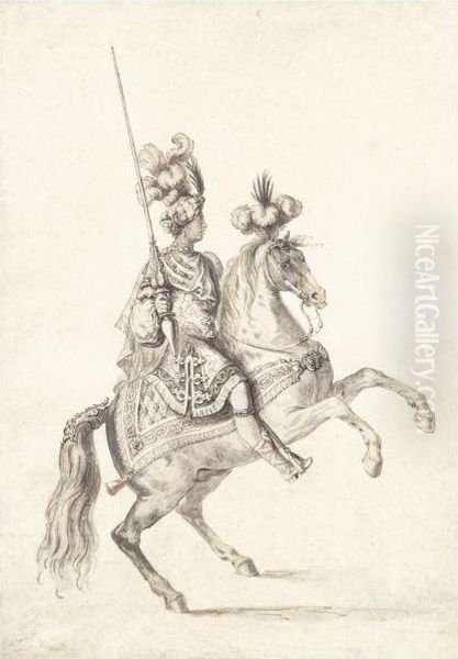 Costume Design For The Carrousel Des Galants Maures: A Turbannedyouth On A Prancing Horse - view 1