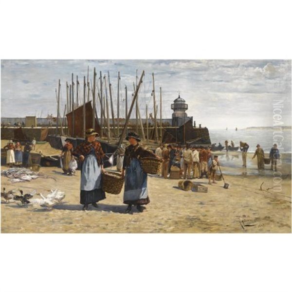 A Fish Sale On A Cornish Beach - view 1