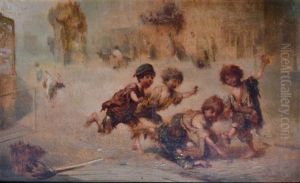 Going To The Derby (+ Street Urchins At Play; Pair) by Albert Ludovici Sr.