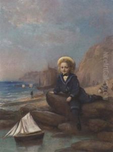 Lt. Col. Crompton Roberts As A Boy, In A Sailor Suit, On A Beach
