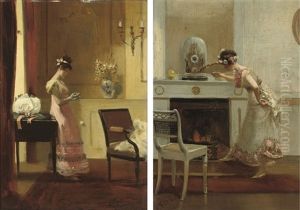 By The Fireside (+ A Gift From An Admirer; Pair) by Albert Ludovici
