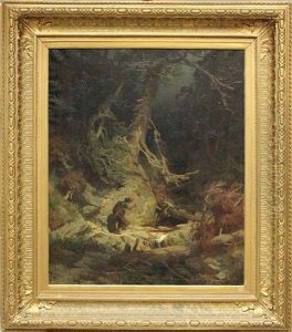 Wanderer In Einer Waldschlucht by Carl Julius E. Ludwig