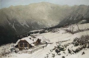 Winter Im Gebirgshof by Carl Julius E. Ludwig