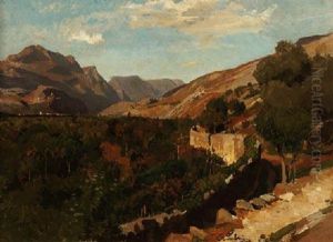 Gebirgslandschaft Bei Torbole In Italien by Carl Julius E. Ludwig