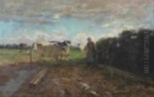 Pastoral Scene With Woman And Cows - view 1
