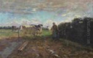 Pastoral Scene With Woman And Cows Pastoral Scene With Woman And Cows