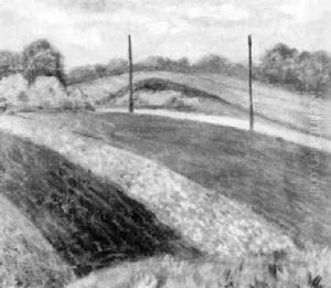 Landschaft Mit Telegraphenmasten by Peter Ludwigs